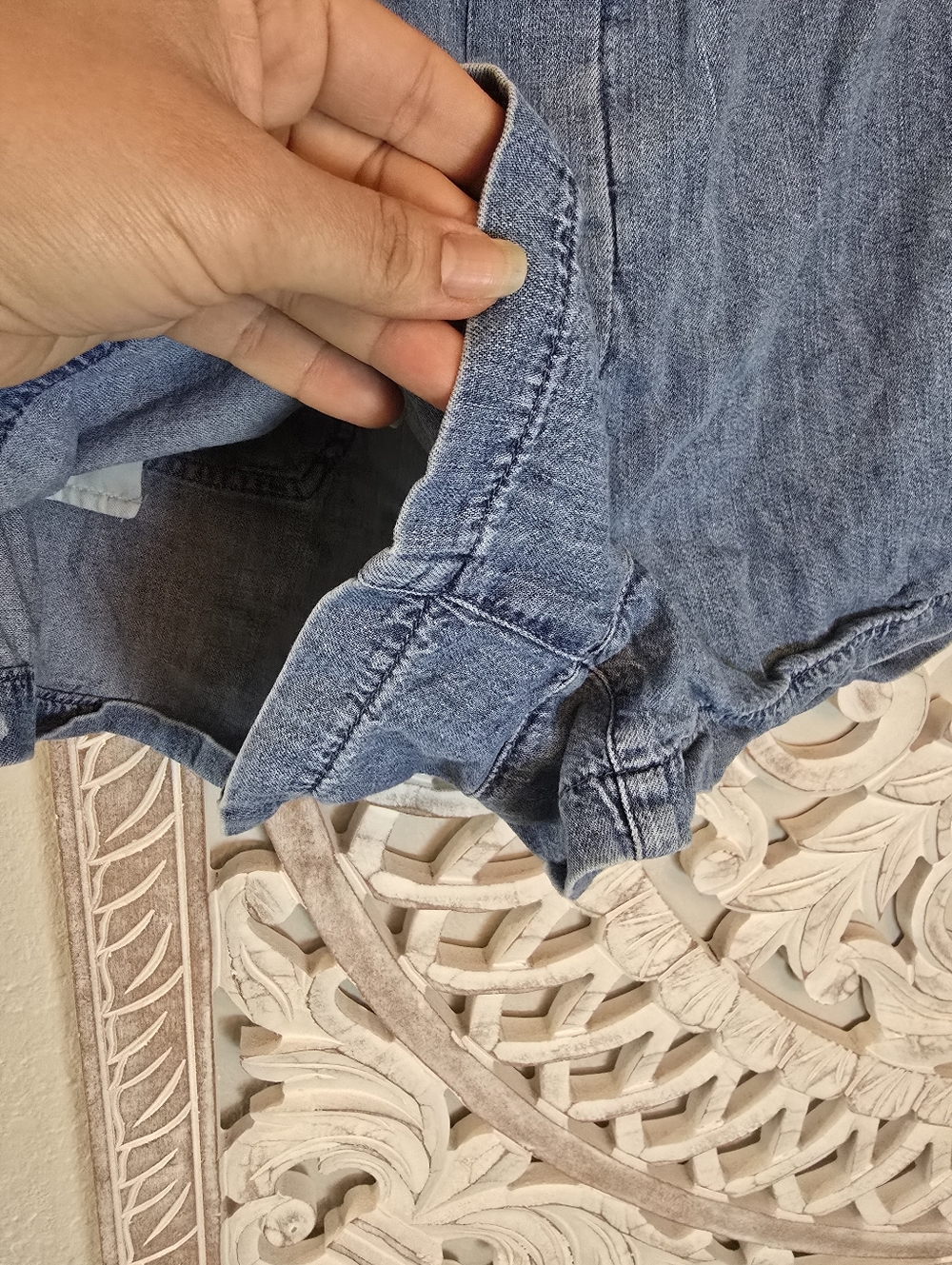 Madewell Shorts Women's M Pull On Elastic Waist Denim Jean 100% Cotton Pockets - Picture 5 of 9
